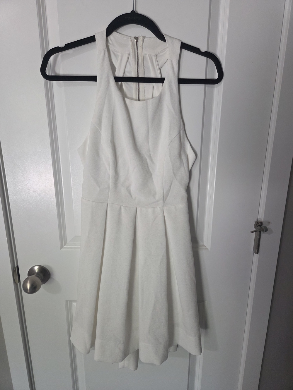 Lulu's Classic White Sleeveless Fit-and-Flare Dress, Open Back
